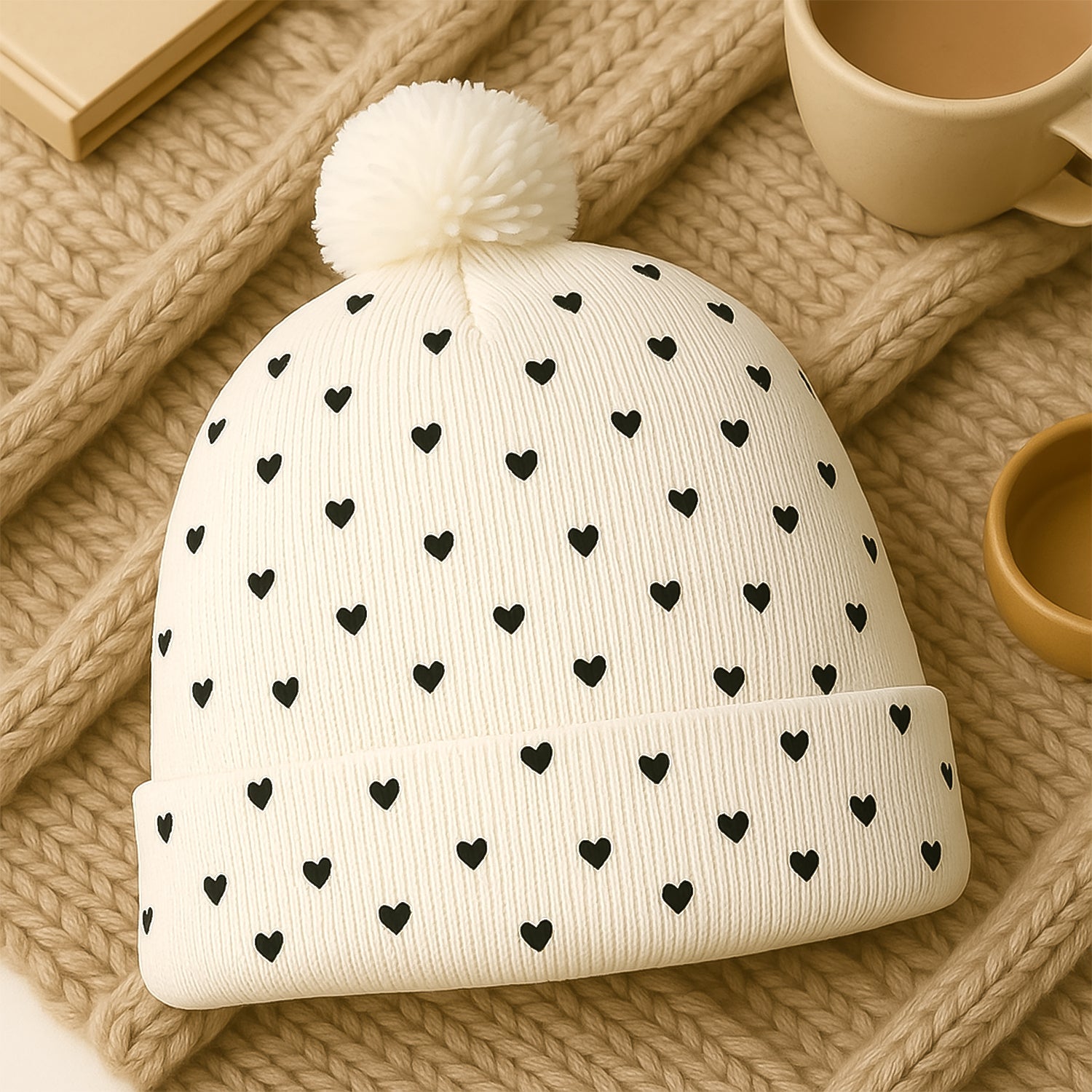 Big Soft Winter Cap, Woolen Inside Fur Beanie Cap (1 Pc / Mix Design & Color) Big Soft Winter Cap, Woolen Inside Fur Beanie Cap (1 Pc / Mix Design & Color)